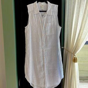 Brand new Sundance Linen striped long button up tunic or cover up